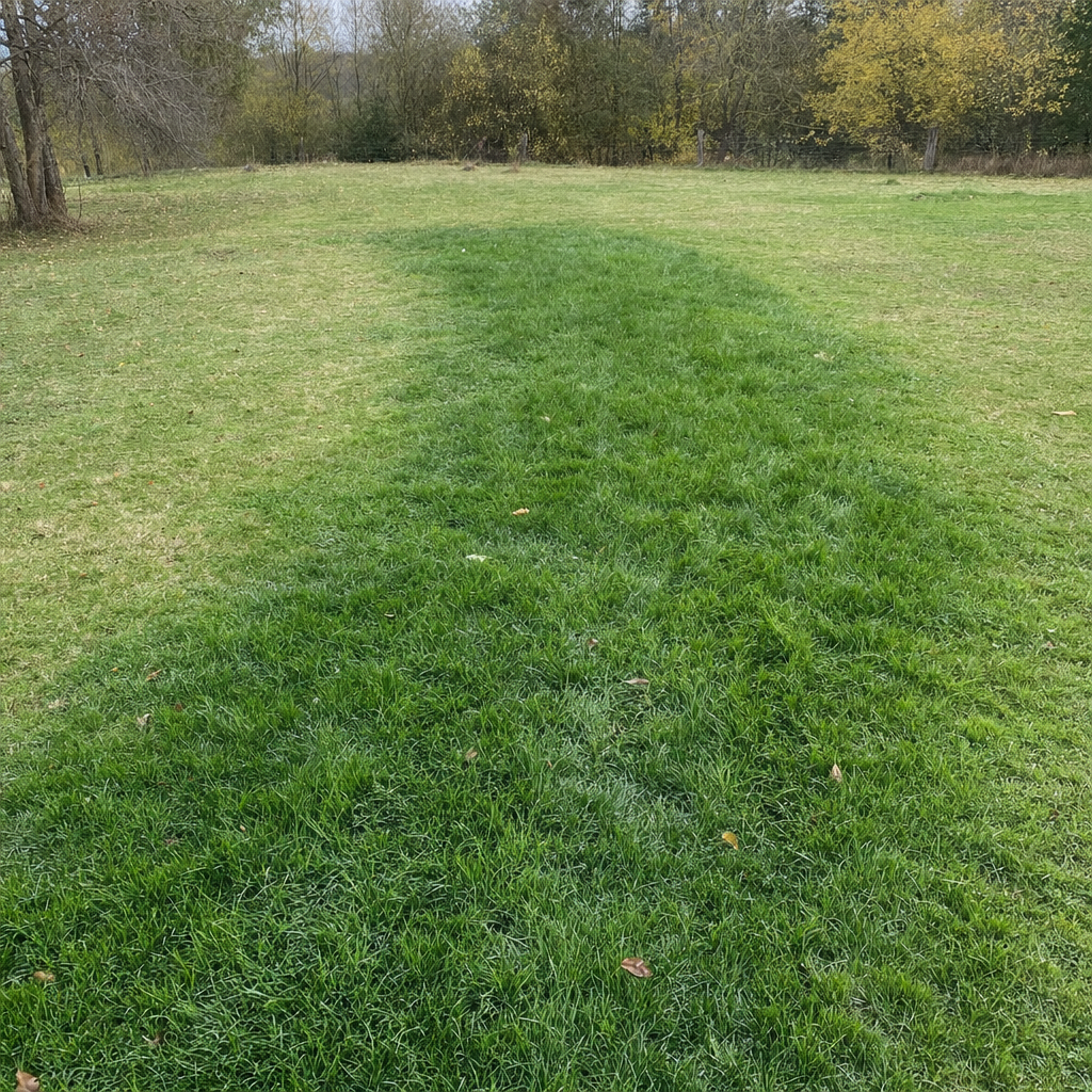 A soggy, unusually green patch of lawn over the drain field of a West Town home, a sign the septic tank needs pumping
